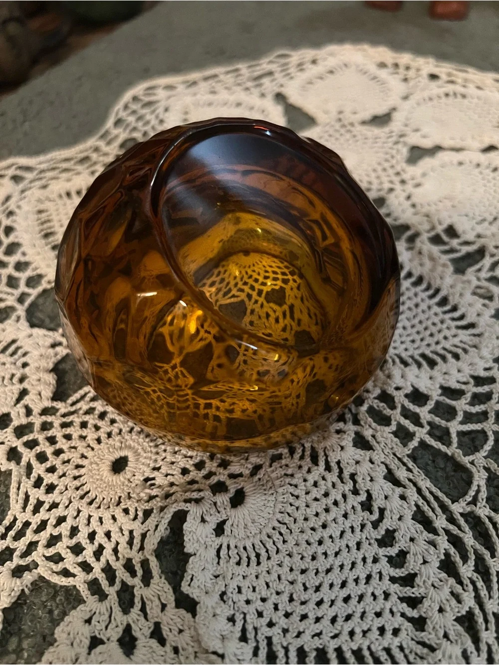 Vintage 1960’s Orb Amber Glass Ashtray - Home Accents EUC